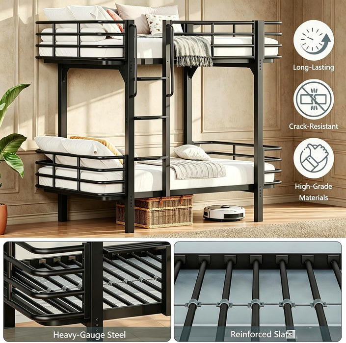 TwinOverTwin HeavyDuty AllMetal Bunk Bed For Adults