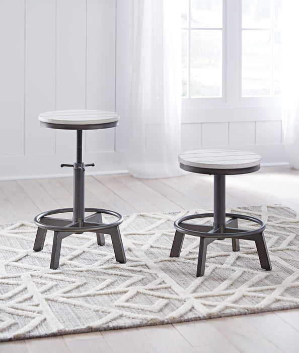 Torjin Industrial Adjustable Height Counter Barstool, 2 Count, White & Black