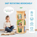 Kids Rotating Bookshelf, Small Corner Bookshelf for Small Space, 360° Display 3 Tier Floor Standing Bookcase Storage Rack, Wooden Narrow Bookcase Organizer for Bedroom, Living Room