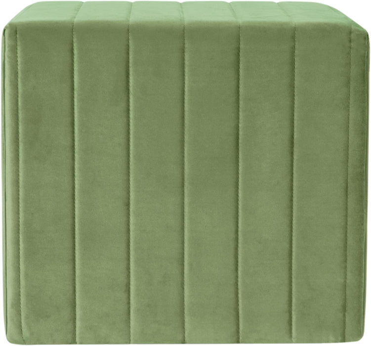 Modern Channel Tufted Velvet Ottoman Home Décor|Ottoman for Living Room & Bedroom - Green