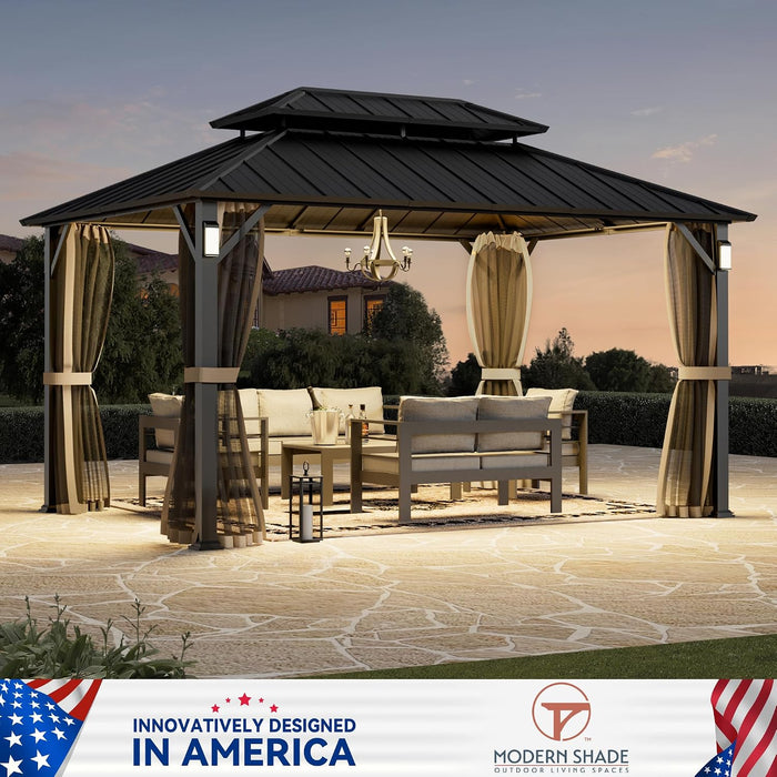 10x14 Black Hard Top Gazebo IndustrialGrade Weatherproof