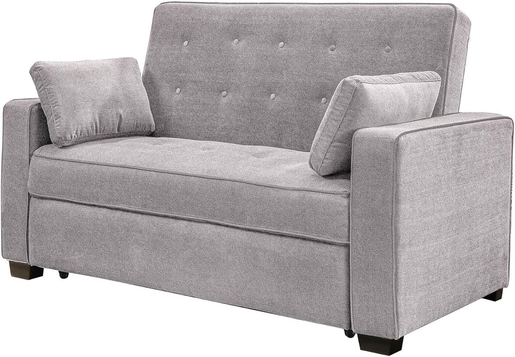 Modern Gray Queen-Size Convertible Loveseat