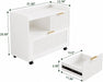 Lateral File Cabinet with Fluted Drawers, White Wooden Office Cabinet with Storage, Rolling Printer Stand with Drawers, Mobile File Cabinet for Home Office, Fits A4/Letter/Legal Files