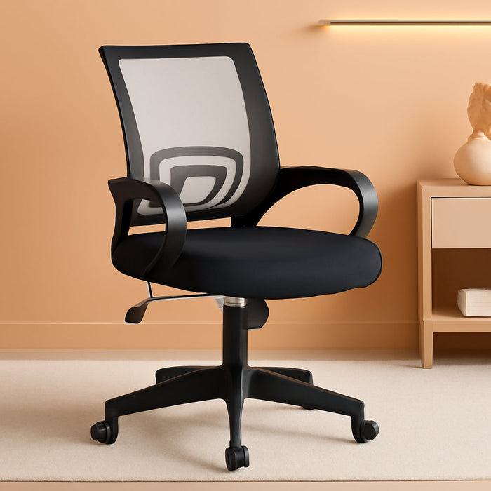 Office Chair Ergonomic Computer Chair Mid Back Adjustable Desk Chair with Lumbar Support Armrest, Swivel Rolling Mesh Task Gaming Chair for Home Office Work Study, Black