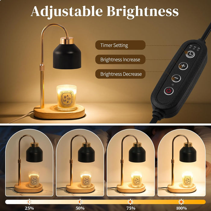 Electric Candle Warmer Lamp with Timer Dimmable, Adjustable Height Lamp Candle Warmer for Jar Candles, Home Decor Warming Light, Flameless Wax Melter Lamps, Christmas Birthday Gifts for Women