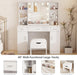 Vanity Desk with Lighted Mirror, Large Makeup Vanity Table Set with Storage Bench & Cabinets, 3 Brightness Mode, 45.2Inch (W), White