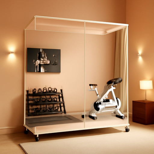 Home Gym Rolling Mirror 72"X40" – Extra Large Full Length Mirror with Wheels, Mobile Tempered Glass Floor Mirror, 360° Swivel, for Workout, Garage, Dance Studio, Yoga, Bedroom, White