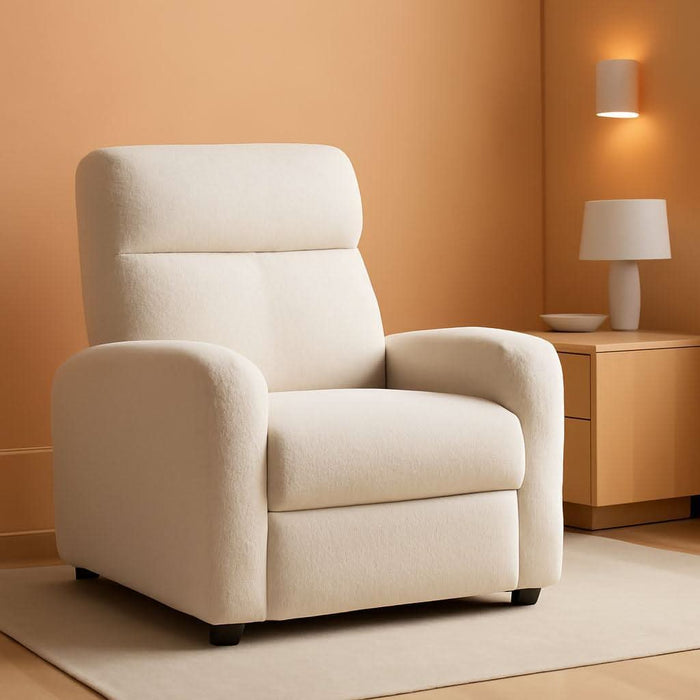 Fabric Recliner Chair Single Sofa Home Theater Seatting Adjustable Modern Single Reclining Chair for Living Room Bedroom Home Theater Ivory