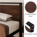 14 Inch Twin Size Metal Platform Bed Frame with Wooden Headboard and Footboard, Mattress Foundation, No Box Spring Needed, Large under Bed Storage, Heavy Duty Slats Support, Mahogany