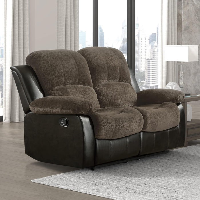 Manual Recliner Loveseat - Black Faux Leather