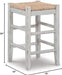 Mirimyn Farmhouse 23.63" Counter Height Bar Stool with Woven Wicker Seats, 2 Count, White & Light Brown