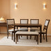Langwest Dining Room Table Set, 4 Upholstered Chairs and Bench, Seats 6, Cushioned Seats, Wood, Cherry Brown