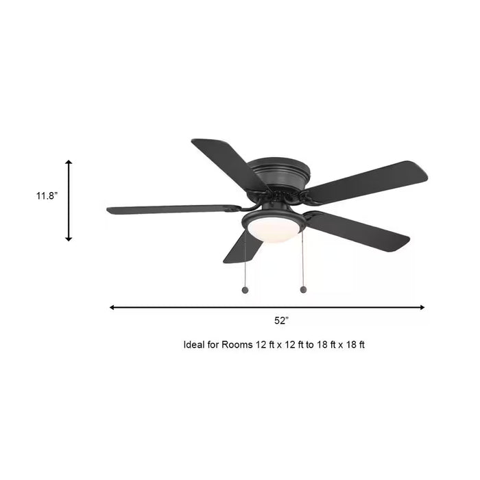 Hugger 52 In. LED Indoor Black Ceiling Fan with Light Kit