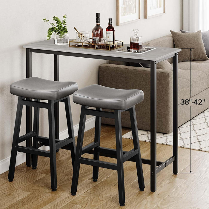 29 Inches Bar Stools Set of 2, Bar Height Barstools for Home Counter, Blackless Barstool with Bonded Leather Saddle Seats & Heavy Duty Metal Legs, Easy Assembly, All Black - ShipItFurniture