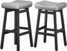 29 Inches Bar Stools Set of 2, Bar Height Barstools for Home Counter, Blackless Barstool with Bonded Leather Saddle Seats & Heavy Duty Metal Legs, Easy Assembly, All Black - ShipItFurniture