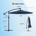 10FT Solar Lights Offset Patio Umbrella with Cross Base, Cantilever Umbrella with Easy Lift & Tilt Adjustment, 8 Ribs Sun Umbrella UV Protection for Backyard, Pool, Garden
