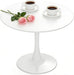 42 Inch round Dining Table for 4, White Tulip Dining Table with Thickened Tabletop & Sturdy Metal Pedestal, Mid-Century Modern Kitchen Table for Dining Room,Living Room,Cafe (White)