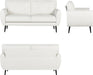 White Leather Loveseat: Mid-Century Modern, Button-Tufted