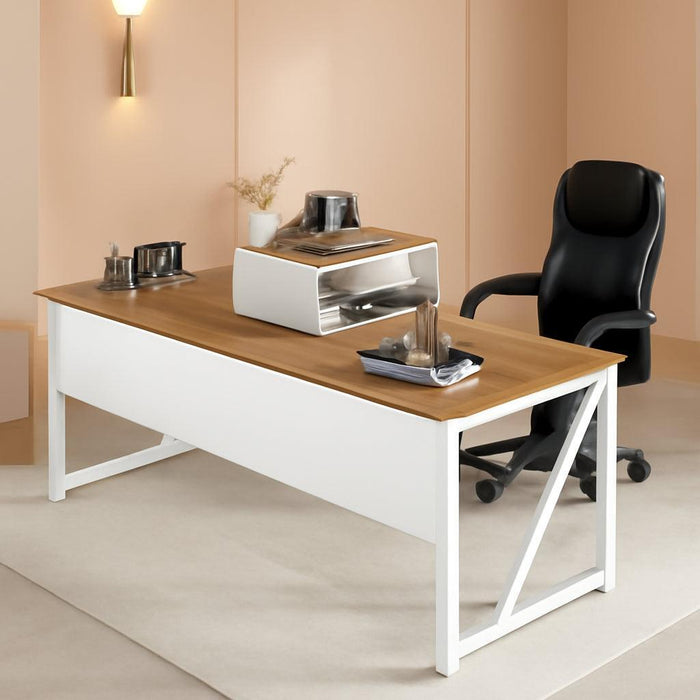 L Shaped Desk Walnut SixtyThreeInch Executive Desk