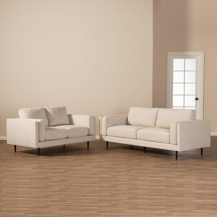 Noa Light Beige Fabric Upholstered 2Piece Living Room Set