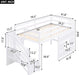 Low Loft Bed with Stairs, Twin Size Storage Loft Bed Frame with Staircase and Window, Wood Kids Loft Bed with Steps for Boys Girls Teens, White
