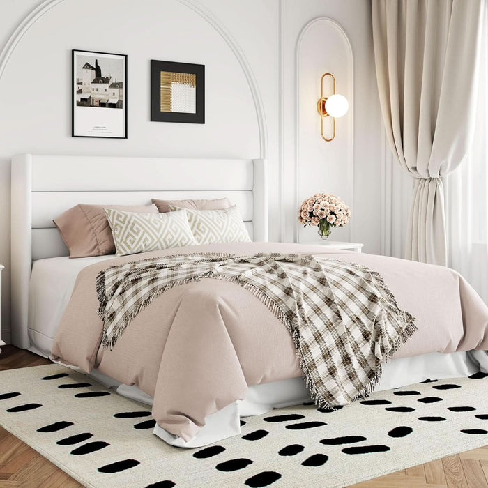 Queen Size Velvet Lift up Storage Bed, Modern Wingback Headboard, Hydraulic Support, No Box Spring Needed, White