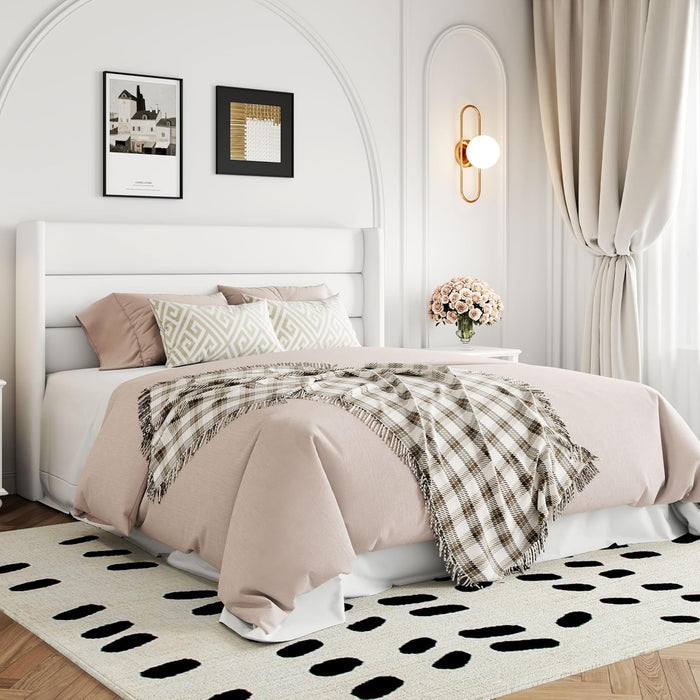 Full Size Velvet Lift up Storage Bed, Modern Wingback Headboard, Hydraulic Support, No Box Spring Needed, White