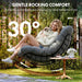 Grey Oversized Rocking Lounge Chair Cushioned Seat