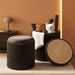 round Ottoman with Storage Set of 2, Upholstered Velvet Storage Ottoman, Vanity Stool for Makeup, Foot Rest for Living Room, Bedroom, Black