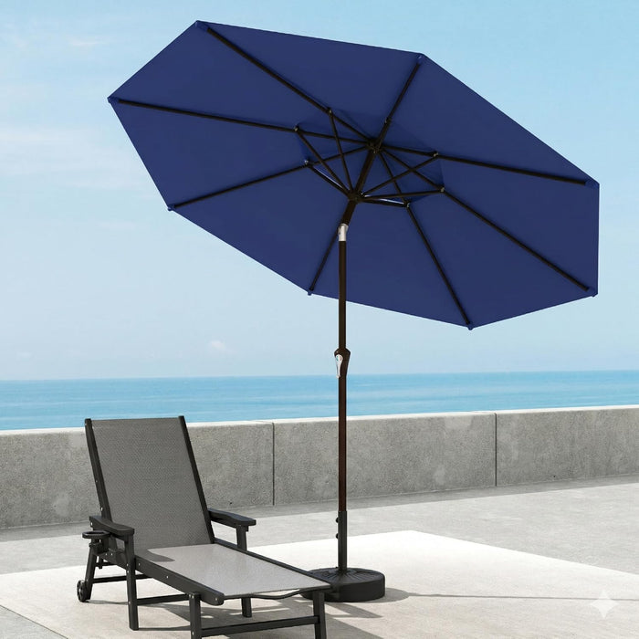 Patio Umbrella, 2 Tier Outdoor Table Umbrella, Large Vented Market Umbrellas with Push Button Tilt and Crank, 8 Sturdy Ribs for Backyard, Deck, Pool, UPF50+ UV Protection