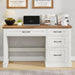 Farmhouse 47" Executive Desk, Computer Desk with Drawers and File Drawer, Workstation Computer Desk with Charging Station for Home Office,Study,Unique White.