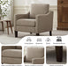 Brown Upholstered Armchairs With Polished Wooden Legs
