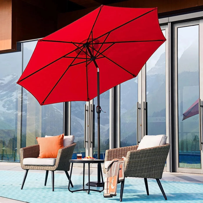 9Ft Enhanced Aluminum Umbrella W/ Tilt and Crank, Red