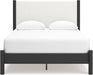 Signature Design by Ashley Cadmori Modern Queen Upholstered Platform Bed, Foundation or Box Spring Not Needed, Black & White