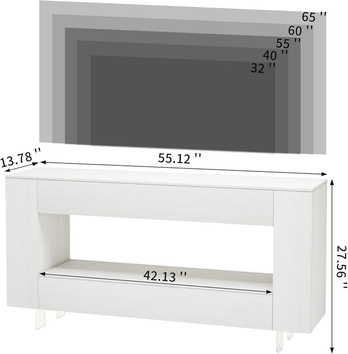 TV Stand for 65 Inch with 2 Large Drawers & Hidden Storage Cabinets, Modern Farmhouse Entertainment Center Television Stands for Living Room Bedroom, White