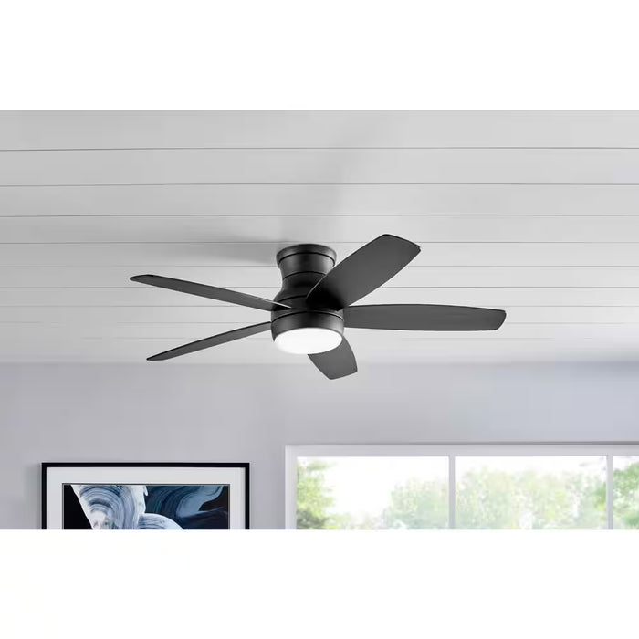 Ashby Park 52 In. White Color Changing Integrated LED Matte Black Indoor Ceiling Fan with Light Kit and Remote Control