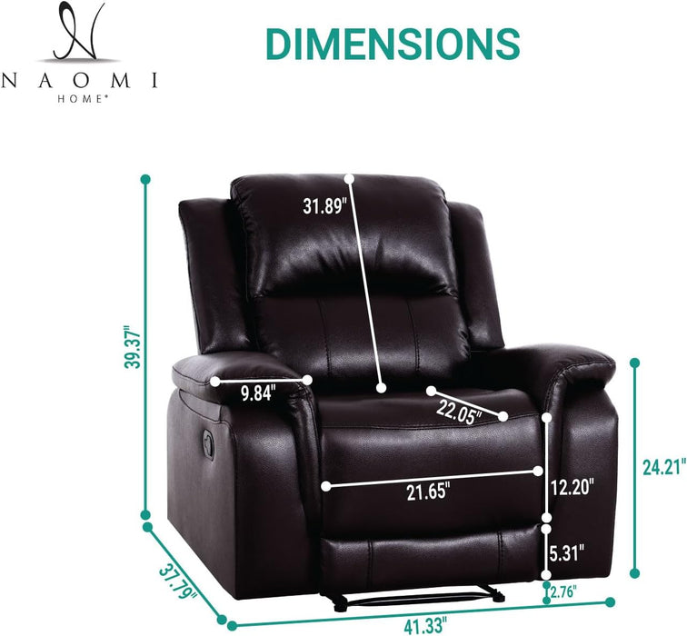 Katie Leather Recliner Sofa Set, Manual Recliner Sofa Couch - Living Room Furniture Set, Leather Reclining Sofa Recliner Couch for Office Home, Living Room Sofa Recliners, Air Leather, Espresso