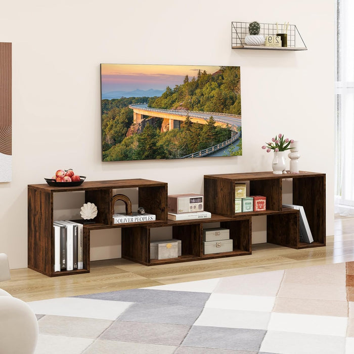 Free-Combination TV Stand for Bedroom - Entertainment Center for 50 55 60 65 Inch TV, 3-Piece Media Console Table with Storage Cubes, Deformable Open Storage Bookcase Shelf (Brown)