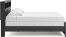 Signature Design by Ashley Jonnifer King Bed Frame with Bookcase Headboard, Storage Cubbies, Engineered Wood and Decorative Laminate, Bedroom Use, Warm Gray and Matte Black