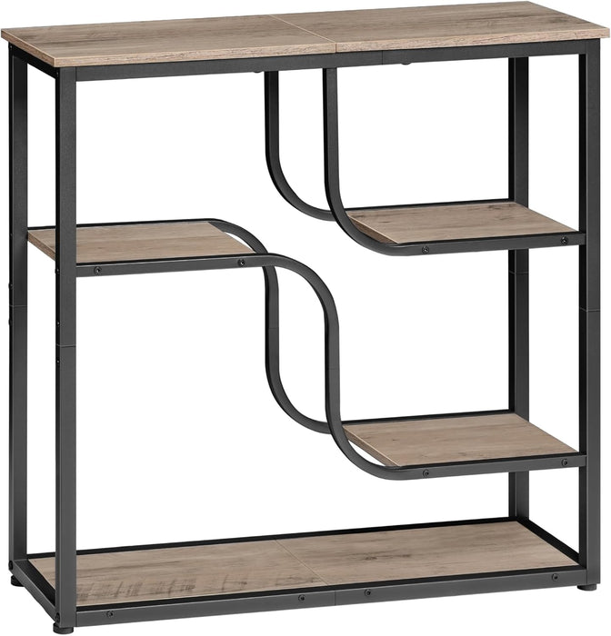 29.5" Console Table, 5-Tier Sofa Table, behind Couch Table with Storage Shelves for Hallway, Living Rooms, Entryway, Greige and Black BG69XG01