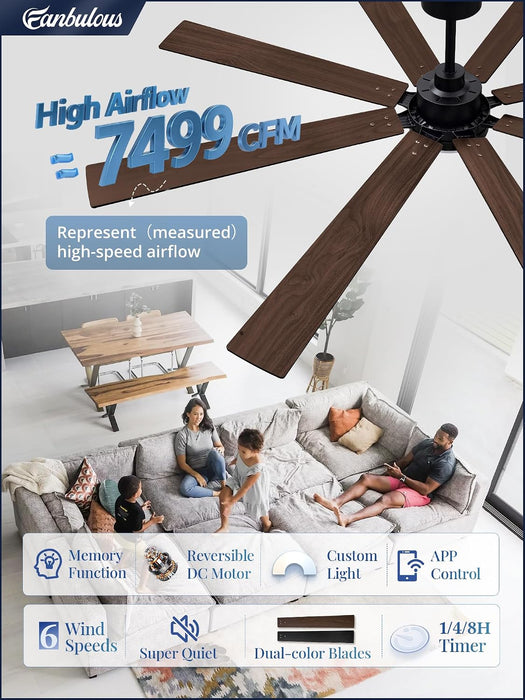 72 Inch Ceiling Fan Remote Dimmable Lighting Features