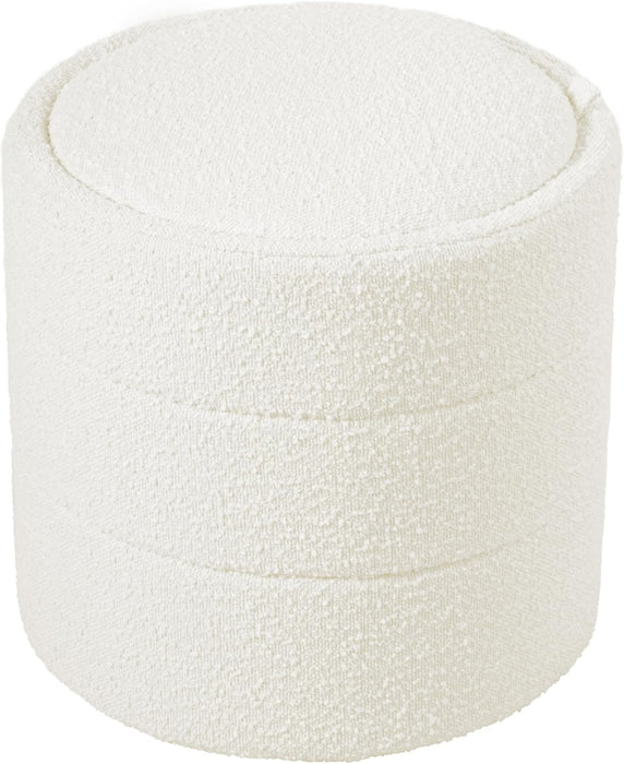 Storage round Ottoman with Removable Lid (With Hidden Storage) |  Home Décor | Upholstered round Ottoman – Cream Boucle