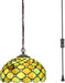 Tiffany Style Plug in Hanging Lamp Green Pearl Stained Glass 180 Inch