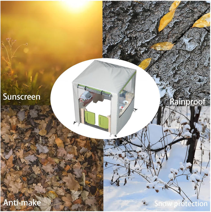 Outdoor Kids Playhouse Cover 600D Heavy Duty Waterproof Play House Covers Suitable for All around Playtime Patio with Canopy Playset （49.5" W X 49.5" D X 60.2" H ）Beige