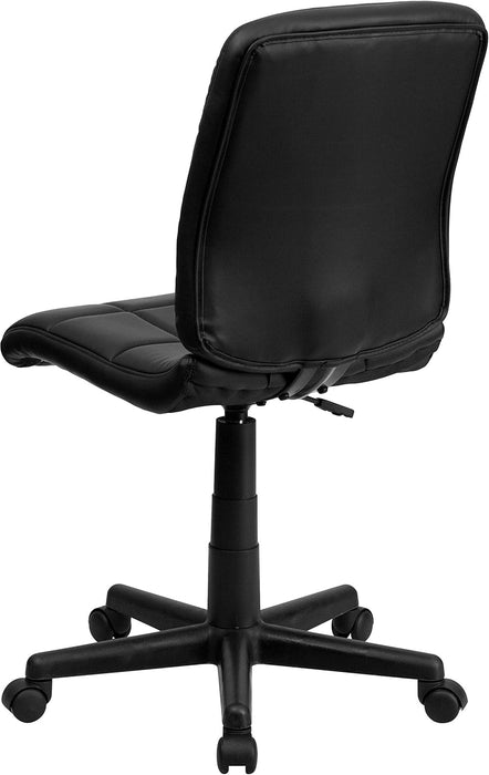 Clayton Mid-Back Tufted Vinyl Upholstered Swivel Desk Chair with Padded Seat, Modern Adjustable Height Padded Office Chair, Black