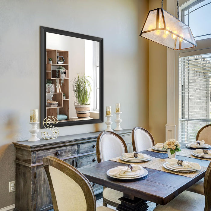 Black Bathroom Mirror, 36X36 Inch Thick Metal Framed Wall Mirrors for over Sink, Bedroom, Living Room, Entryway, Rectangle Wall-Mounted Mirrors(Horizontal/Vertical).