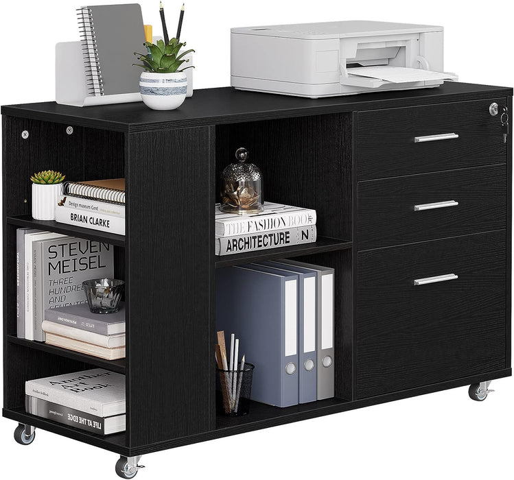 Locking Lateral File Cabinet with Printer Stand