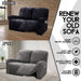 Reclining Love Seat Slipcover, 48" - 65" L, 6-Piece Velvet Stretch Loveseat Reclining Sofa Covers, 2 Seat Love Seat Recliner Cover, Thick, Soft, Washable (Dark Grey)