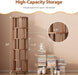 5 Tier Solid Wood Rotating Bookshelf Tower on Wheels, Walnut
