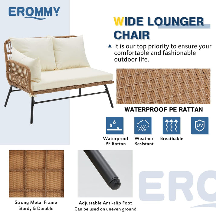 3 Piece Patio Furniture Set, L-Shaped Sectional Conversation Sofa Set with Thick Cushions and Toughened Glass Coffee Table for Backyard Balcony Garden Porch, White